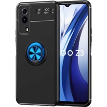 Kzy Vivo Y53S 4g Kılıf Renkli Yüzüklü Manyetik Silikon Kapak Siyah - Mavi