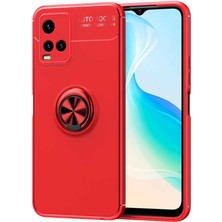 Caseart Vivo Y33S Kılıf Renkli Yüzüklü Manyetik Silikon Kapak Kırmızı - Kırmızı