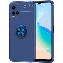 Caseart Vivo Y33S Kılıf Renkli Yüzüklü Manyetik Silikon Kapak Mavi - Mavi