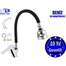 Mega Avm Deniz Mutfak Eviye Bataryası Pirinç Delta Kol Mutfak Musluğu Siyah Kubar ve Tasarruf Başlığı