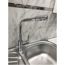 Mega Avm Arıtmalı Mutfak Eviye Bataryası (Dual Flow) 3 Yollu Sıcak Soğuk Arıtma Musluğu Baston Model