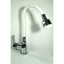 Mega Avm Beyaz Çift Fonksiyonlu Mutfak Musluğu Bataryası Çeşmesi