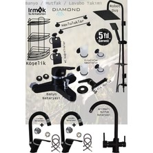 Mega Avm Irmak Siyah Banyo Lavabo Mutfak Bataryaları Musluk Armatür Robot Duş Aksesuar Lavabo Duş Takımı