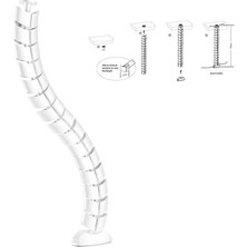 Wozlo Masa Altı Kablo Toplayıcı Dinazor Omurga Kablo Kanalı Beyaz