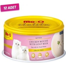 12 Adet - Meo Delite Tahılsız Keçi Sütlü ve Tavuklu Yavru Kedi Konservesi 80 gr