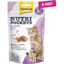6 Adet - Gimcat Nutri Pockets Ördekli Kedi Ödül Maması 60 gr