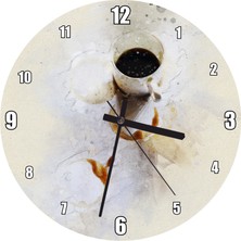 Cakatablo Fincanda Kahve Suluboya Duvar Saati (Çap 50X50 cm )