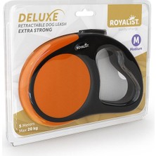 Royalist Deluxe Extra Strong Otomatik Köpek Gezdirme Tasması Turuncu Medium 5m