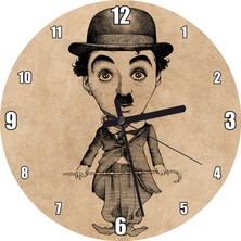 Cakatablo Charlie Chaplin Sb Karikatürize Duvar Saati  (Çap 30X30 Cm)