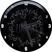 Cakatablo  Kuşağı ve Takım Yıldızlarla Burçlar Görseli Duvar Saati (Çap 30X30 Cm)