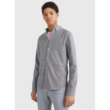 Tommy Jeans Slim Fit Düz Siyah Erkek Gömlek - DM0DM09420-BDS _Tjm Stretch Oxford