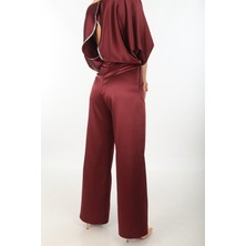 Maraslı Desing Bordo Saten Tulum