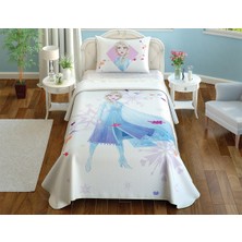Taç Frozen 2 Elsa Tek Kişilik Queen Size Pike Takımı 120 cm Yataklar Için Pike Takımıdır