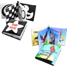 Tox 2 Kitap Tox Ingilizce Siyah-Beyaz Bebek ve Uçan Hayvanlar Kumaş Sessiz Kitap E136 E133 - Bez Kitap , Eğitici Oyuncak , Yumuşak ve Hışırtılı