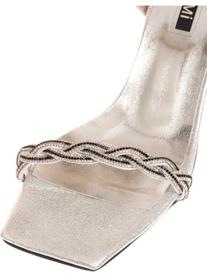 Kent Shop Siyah Sıvama 6 cm Taşlı Kadın Abiye Ayakkabı