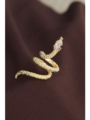 Clariss Ayarlanabilir Gold Renk Zirkon Taşlı Yılan Yüzük