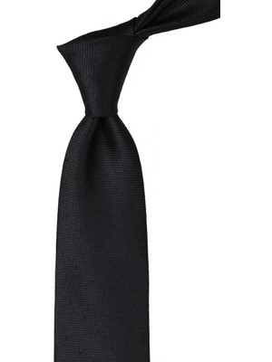 Kravatkolik Siyah Kendinden Desen Mendilli Klasik Kravat KK10688