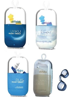 Otifleks Duş Kulak Tıkacı M + Uyku Kulak Tıkacı M + Horlama Giderici L  Beden + Uçus Kulak T. Medıum