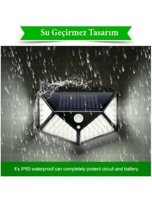 Mega Avm Siyah Solar Güneş Enerjili Hareket Sensörlü 4 Taraflı Bahçe Garaj Ev Aydınlatma Lambas