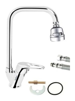 Mega Avm 3 Fonksiyonlu Tasarruflu Sıcak Soğuk Su Girişli Mutfak Eviye Musluk Batarya