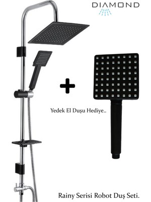 Mega Avm Diamond Robot Duş Seti Rainy Serisi Banyo Duş Takımı El Duşu Tepe Duş Başlığı Banyo Seti Robot Duş