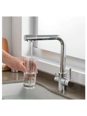 Mega Avm Su Arıtma Cihazı Için 3 Yollu Arıtmalı Evye Bataryalı Musluk(Sıcak ,soğuk ,arıtılmış Su)