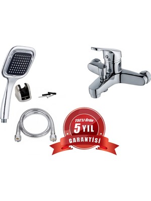 Mega Avm Banyo Bataryası Duş Seti Kare Siyah Duş Başlığı Batarya Seti / 5 Yıl Garantili