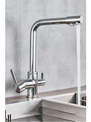 Mega Avm 5 Yıl Garantili Arıtmalı Krom Lüx Mutfak Evye Bataryası 3 Yollu Çift Su Girişli Su Tasarruflu