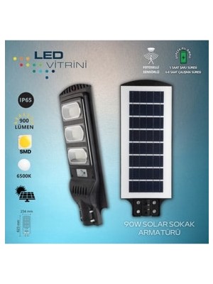 Mega Avm 90W Sensörlü Solar Sokak Armatürü