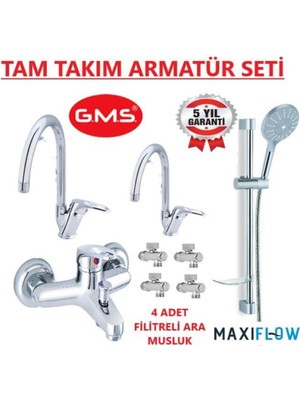 Mega Avm Batarya Seti Banyo+Lavabo+Eviye+Duş Seti+Ara Musluk