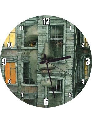 Cakatablo Binadaki Yüz ve Yaşam  Duvar Saati  (Çap 50X50 cm )