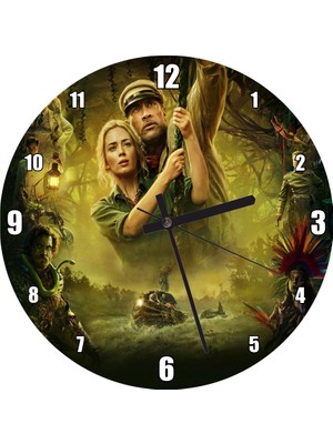Cakatablo Jumanji Emily Blunt Dwayne Johnson Duvar Saati  (Çap 30X30 Cm)