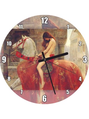 Cakatablo Tanrının Armağanı Lady Godiva Duvar Saati  (Çap 50X50 cm )