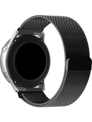 Kyver Xiaomi Watch S1 - Kyver Xiaomi Watch S1 Active Uyumlu Milano Loop Metal Hasır Kordon (Siyah)