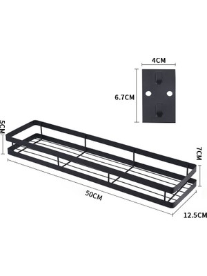 Puluz 50Cm Mutfak Zımbasız Duvara Montaj Baharat Depolama Rafı Siyah ((Yurt Dışından)