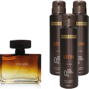Free Love Leon Edp Erkek Parfüm 100 ml ve Deodorant 150 ml 3 Adet