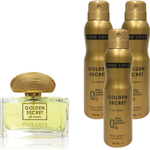 Free Love Golden Secret Edp Kadın Parfüm 100 ml ve Deodorant 150 ml 3 Adet