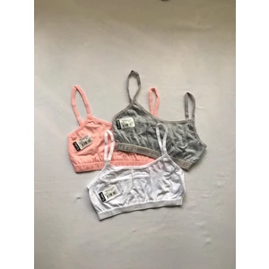 %100 Pamuk Kız Çocuk Yarım Atlet Alıştırma Sütyeni Renkli Büstiyer 3'lü