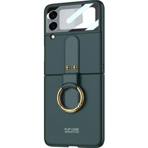 Samsung Galaxy Z Flip 3 Kılıf Ring Fall Platinum Koyu Yeşil