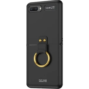 Samsung Galaxy Z Flip Kılıf Ring Fall Platinum Siyah