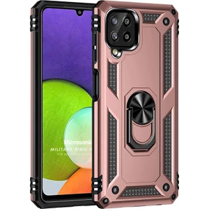 Samsung Galaxy M22 Kılıf Military Ring Holder Rose Gold