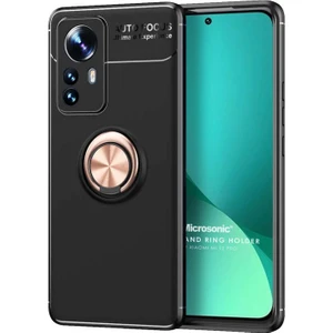 Xiaomi Mi 12 Pro Kılıf Kickstand Ring Holder Siyah Rose