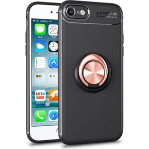 Apple iPhone Se 2022 Kılıf Kickstand Ring Holder Siyah Rose