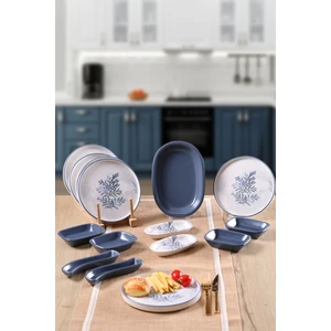 Buket'in Evi Blue Magic Yaprak Desenli 6 Kişilik 15 Parça Kahvaltı Takımı