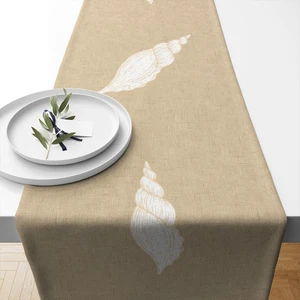Lux Vie Marin Runner 40 x 140 cm. Desenli Kalın Keten Dokuma Masa Örtüsü Runner