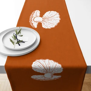 Lux Vie Marin Runner 40 x 140 cm. Desenli Kalın Keten Dokuma Marin Masa Örtüsü Runner