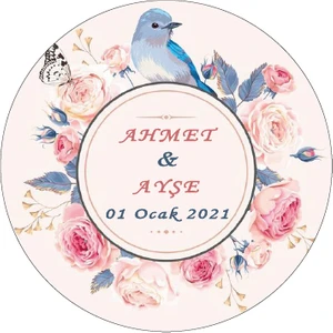 Beyaz Düşler Sokağı Nikah Şekeri Etiketi 02N (Yapışkanlı) 100 Adet