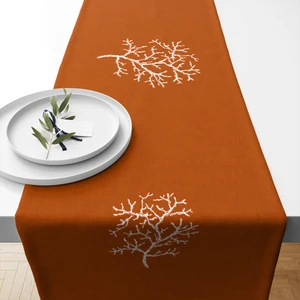 Lux Vie Marin Runner 40 x 140 cm. Desenli Kalın Keten Dokuma Marin Masa Örtüsü Runner