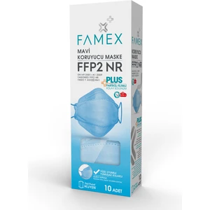 N95 Ffp2 Koruyucu Maske Mavi Renk 10 Adet Tekli Paket Fish Modeli