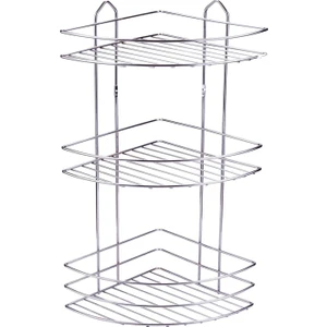 Üç Katlı Paslanmaz Krom Köşe Şampuanlık